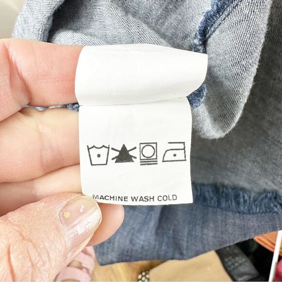 ZAPPELLE CUSTOM Medium Wash Denim Blue Cap Sleeved Pleated Trapeze Dress Sz XL - Picture 11 of 14